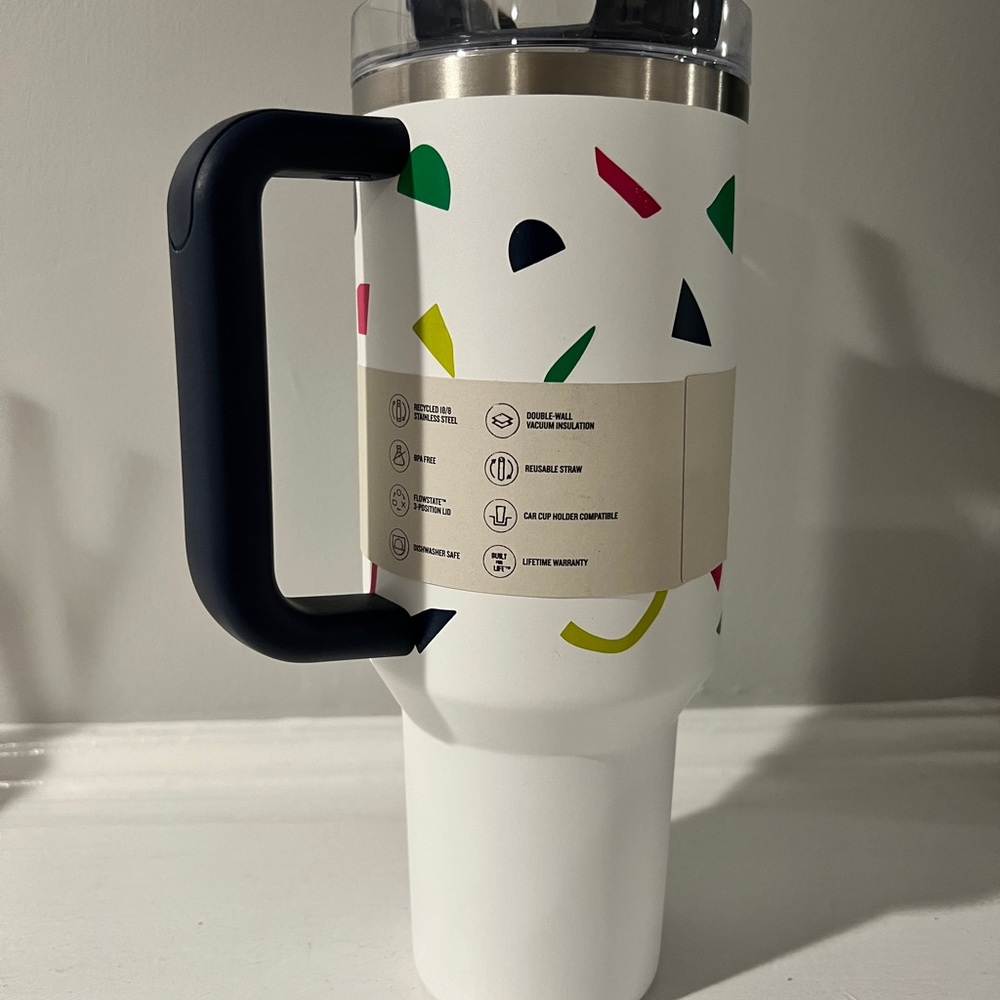 Stanley White Tumbler with Geometric Colorful Accents - Picture 3 of 5